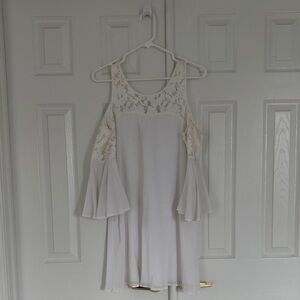 Ivory Cold-Shoulder Lace Dress